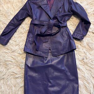 Women's Vintage 80s-90s Leather Skirt Suit size S